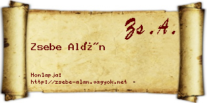 Zsebe Alán névjegykártya